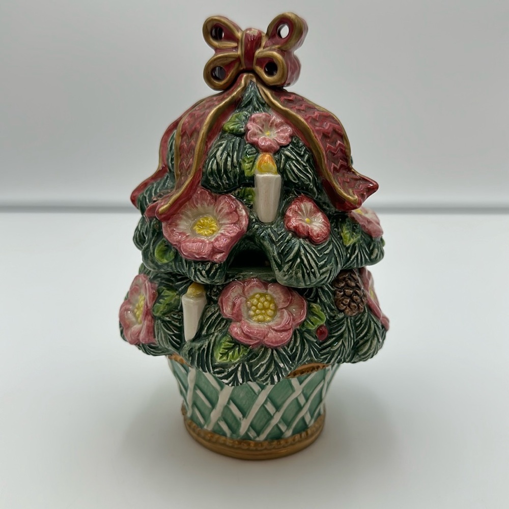 Vintage Fitz and Floyd Christmas Florentine Sugar Bowl w/ Lid 1996 Retired